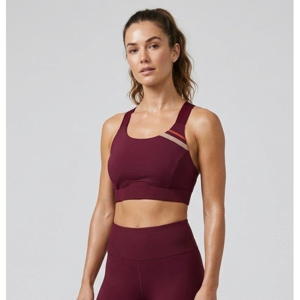 FP Movement Free People On The Radar Sports Bra Burgundy Red Stripe XS